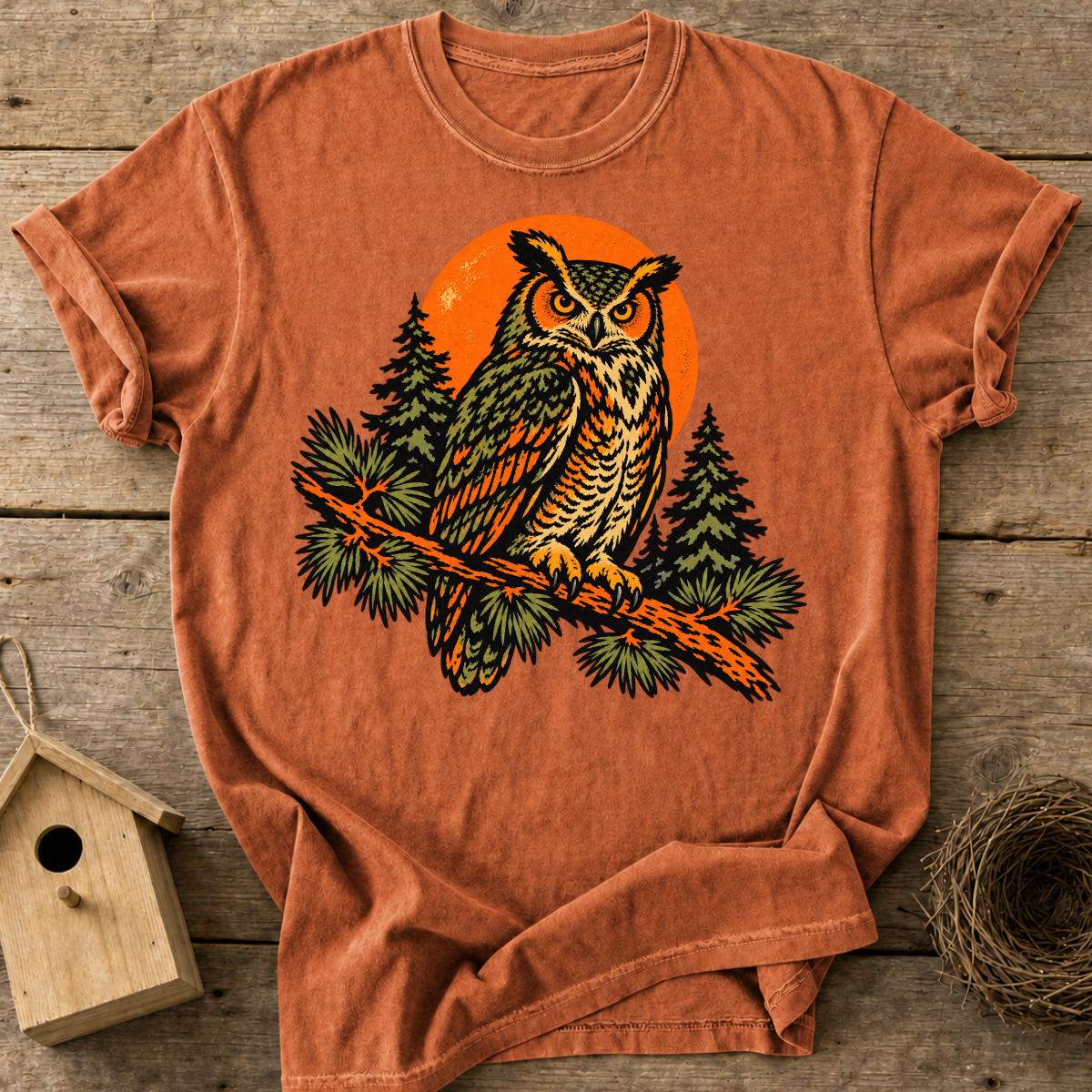 Woodland Sunset Owl T-Shirt