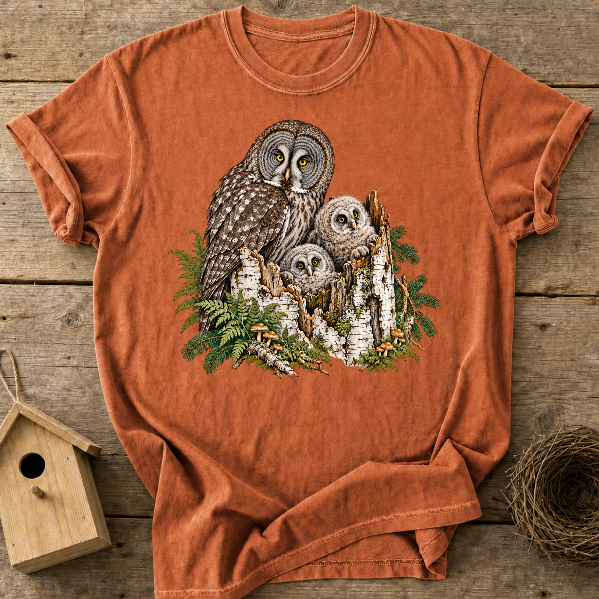 Woodland Owl Family T-Shirt