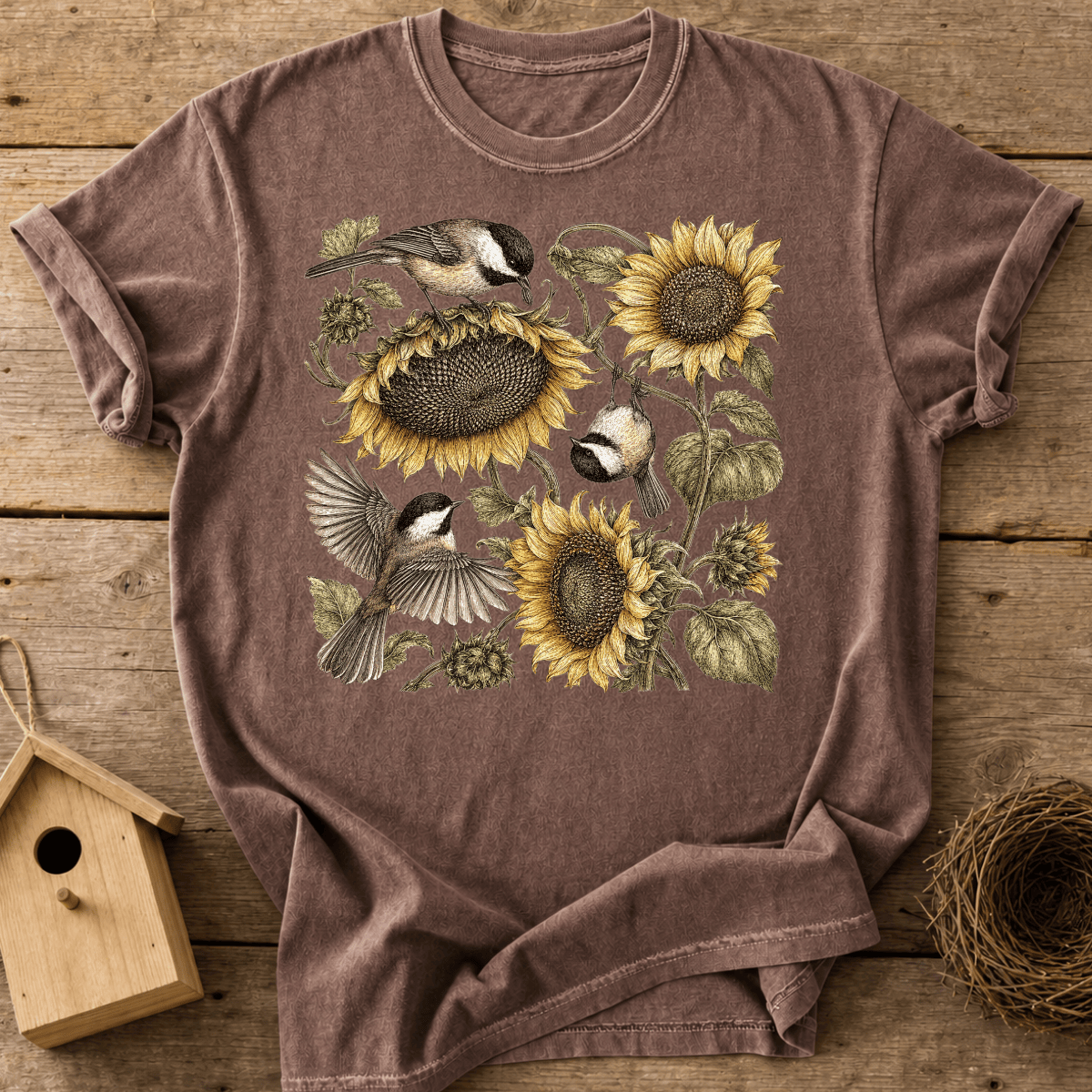 Chickadees & Sunflowers T-Shirt