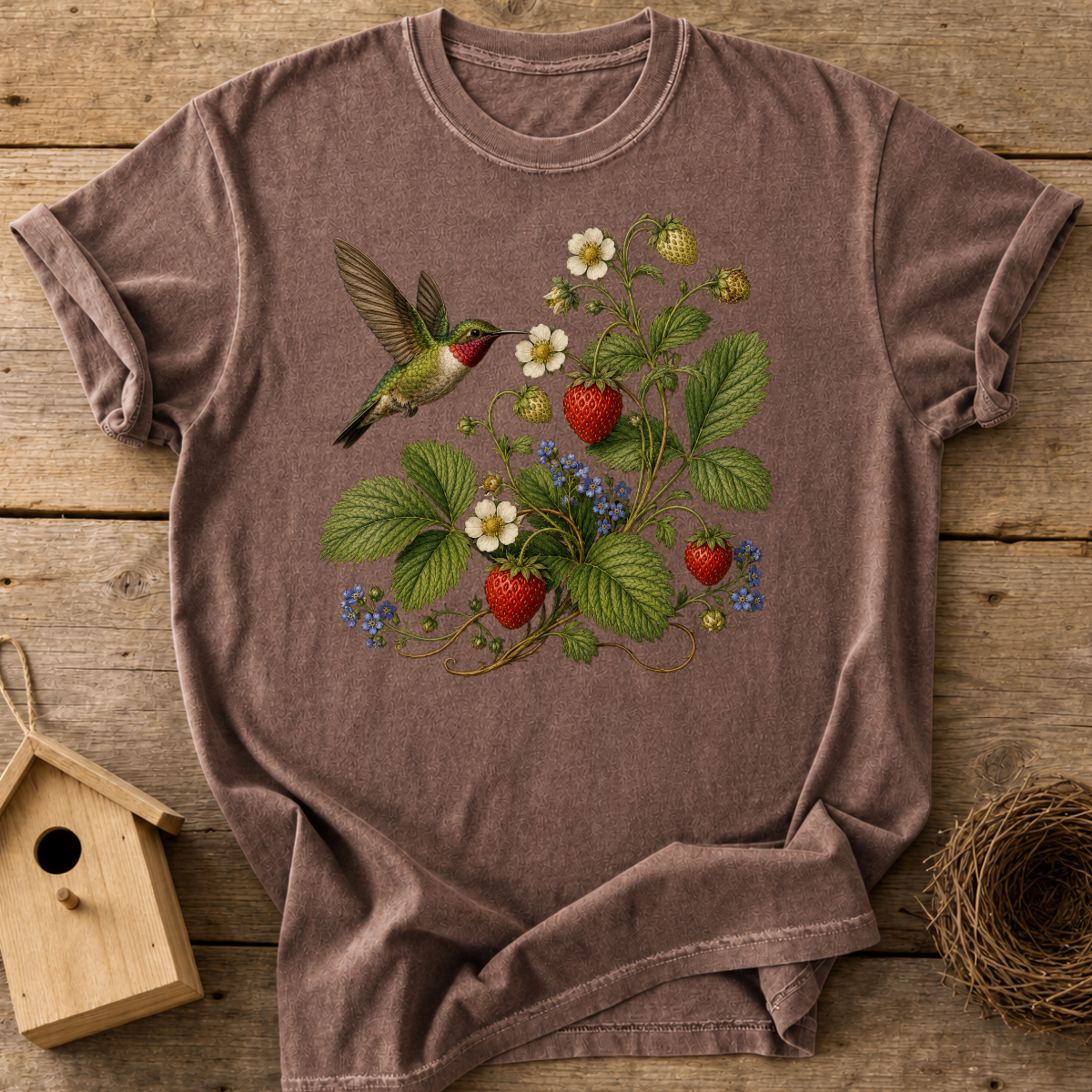 Hummingbird Strawberries T-Shirt