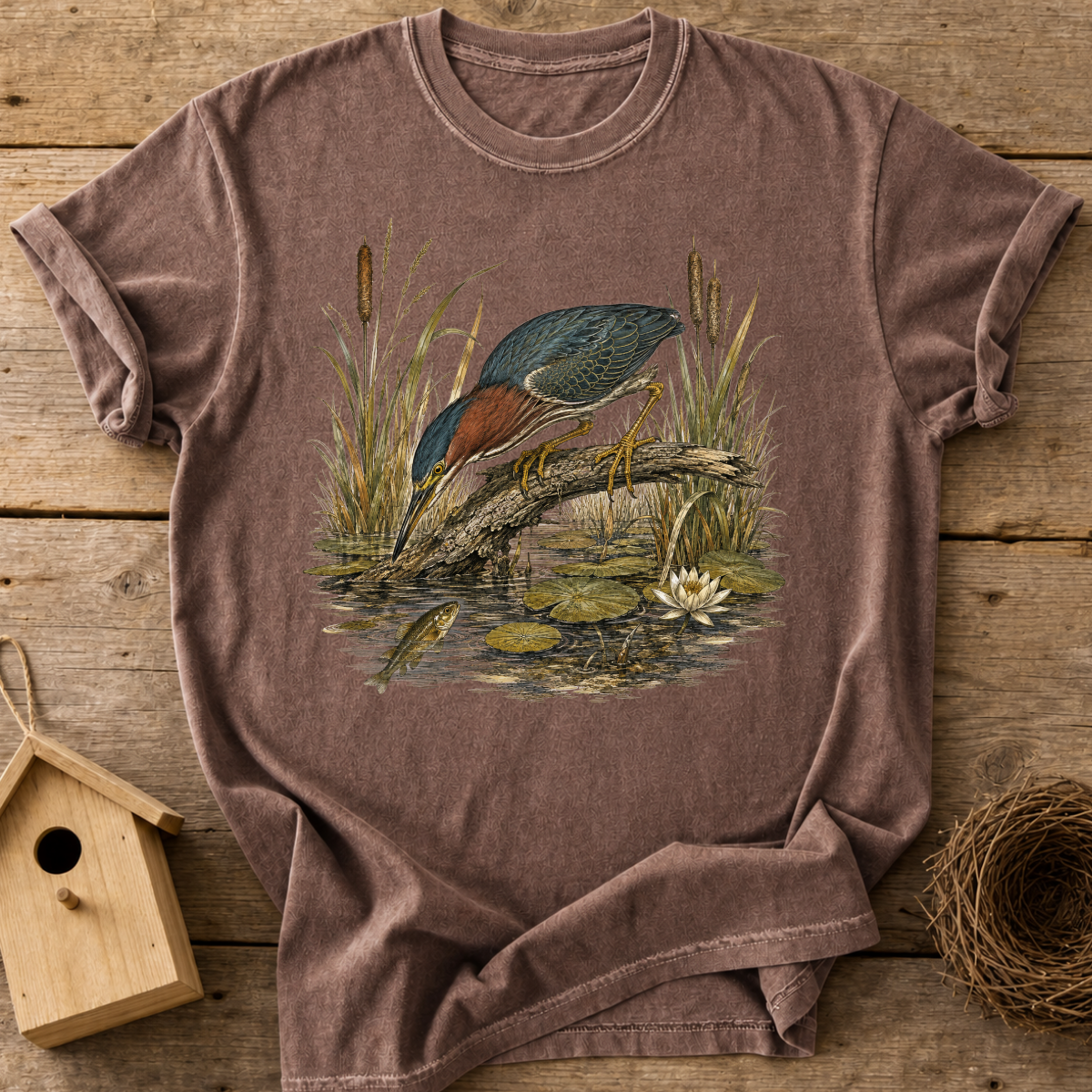 Green Heron Bird T-Shirt