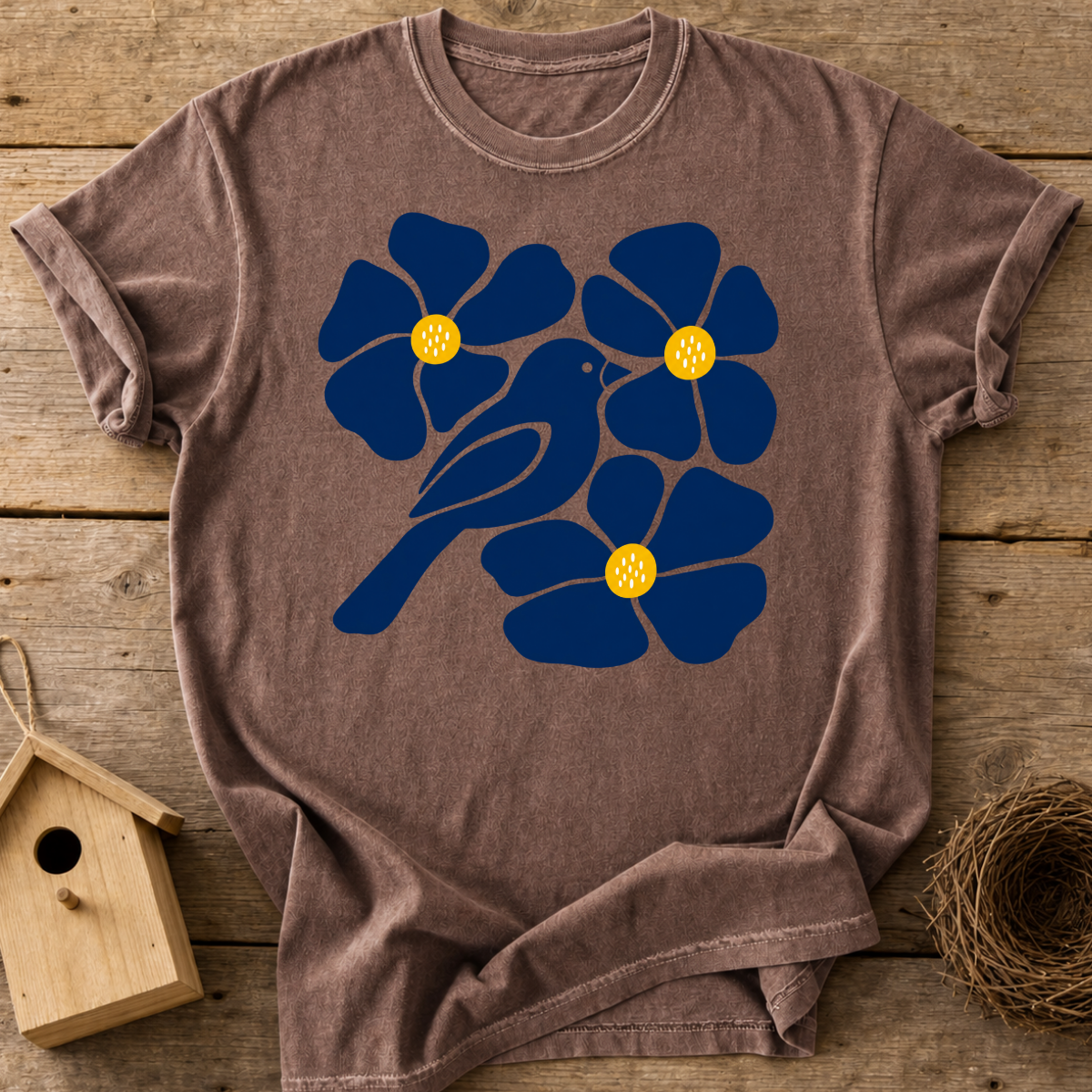 Folk Floral Bird T-Shirt