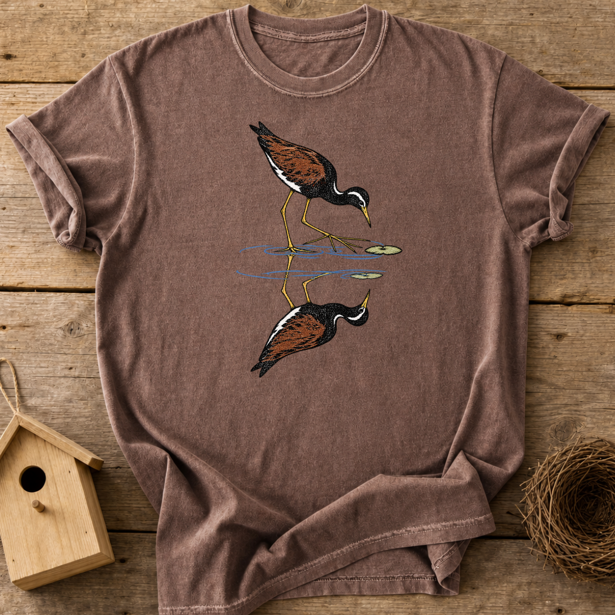Wetland Bird Reflection T-Shirt