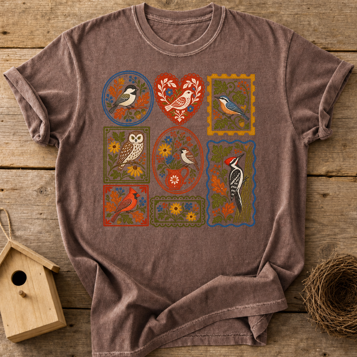 Folk Art Birds T-Shirt
