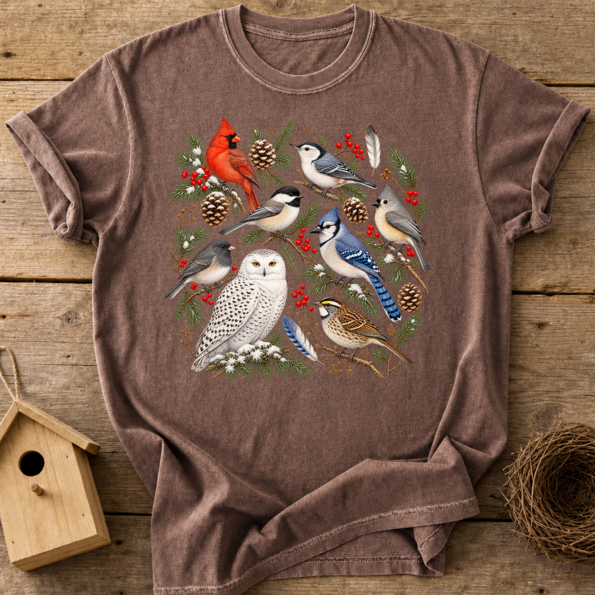 Winter Woodland Birds T-Shirt