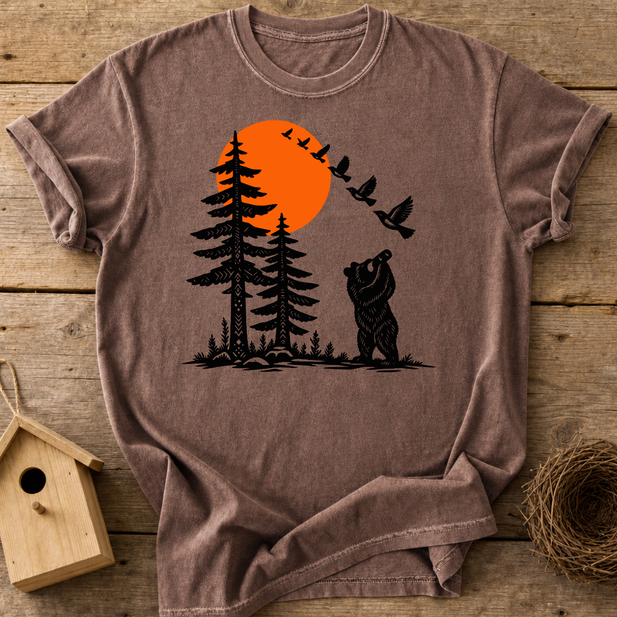 Birdwatching Bear T-Shirt