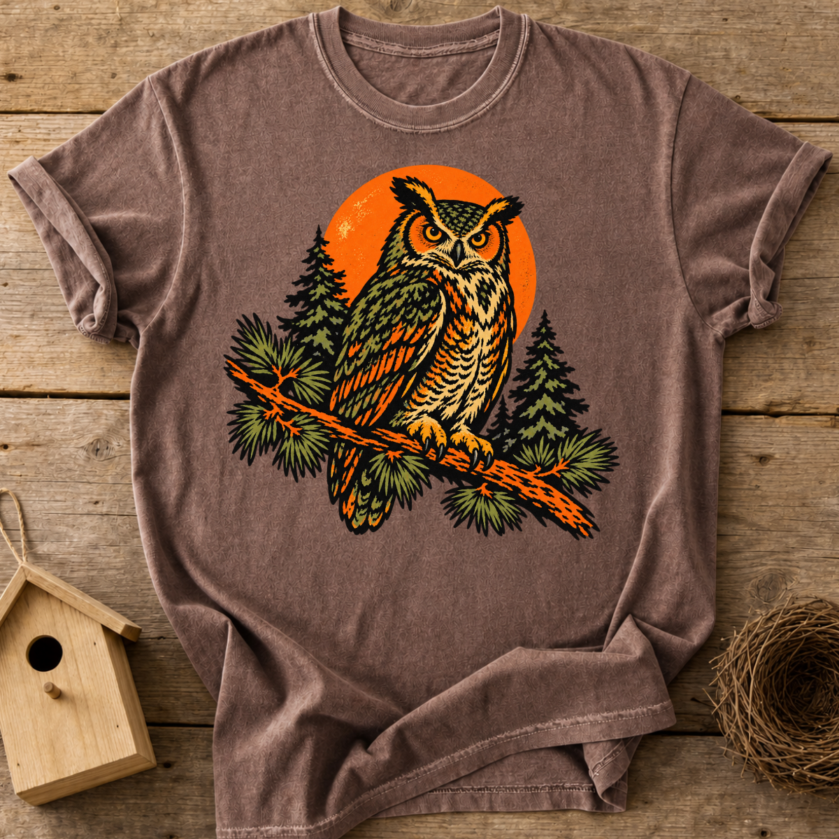 Woodland Sunset Owl T-Shirt