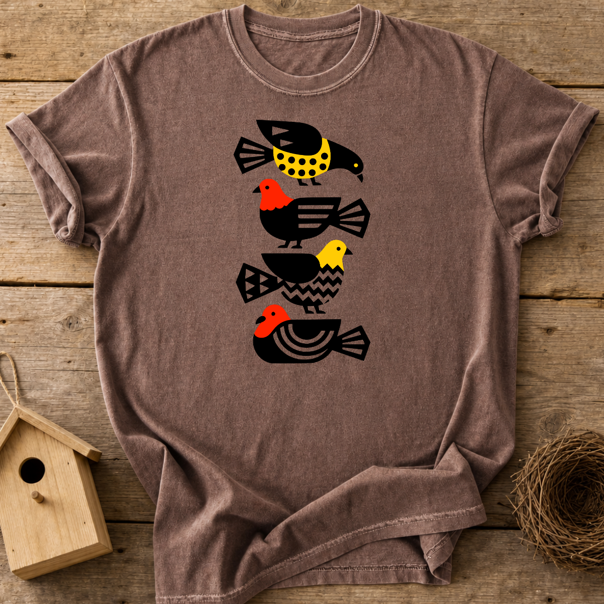 Folk Art Pigeons T-Shirt