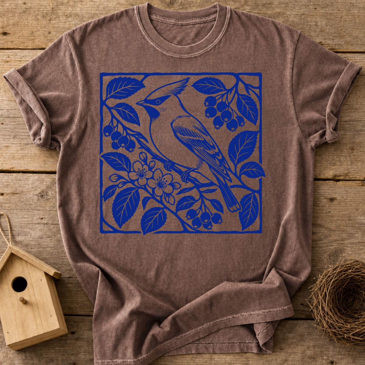 Cedar Waxwing Botanical T-Shirt