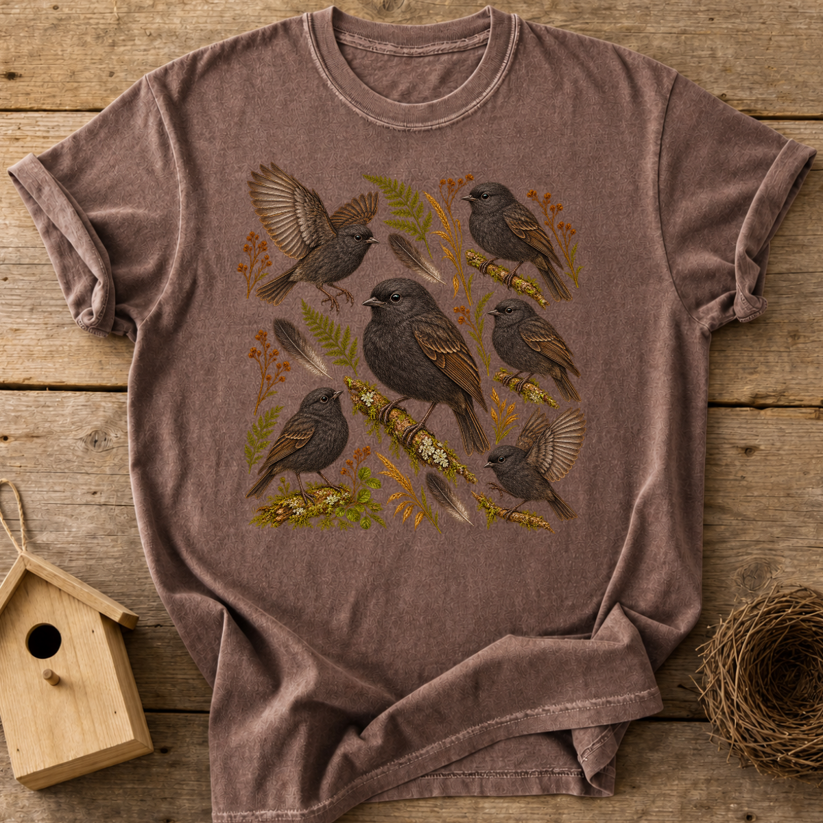 Black Robin Flock T-Shirt