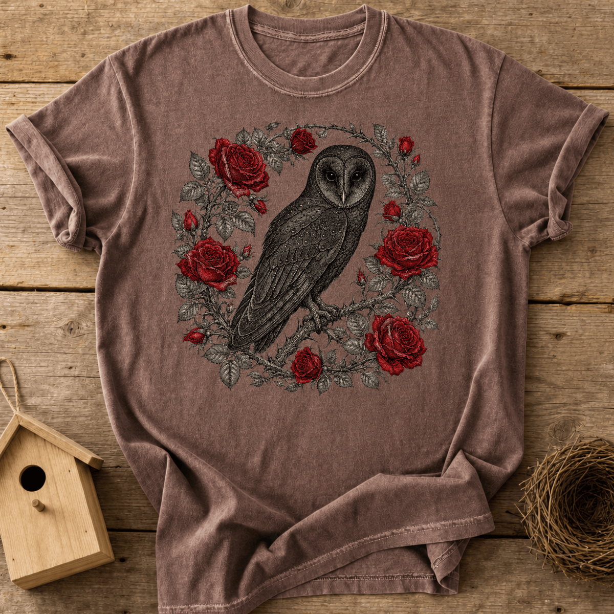 Barn Owl Roses T-Shirt