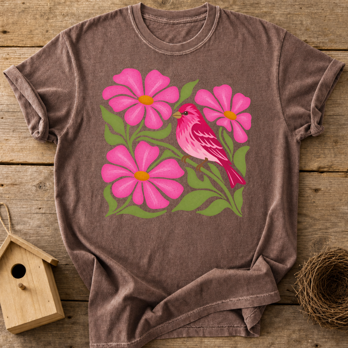 Pink Songbird Garden T-Shirt