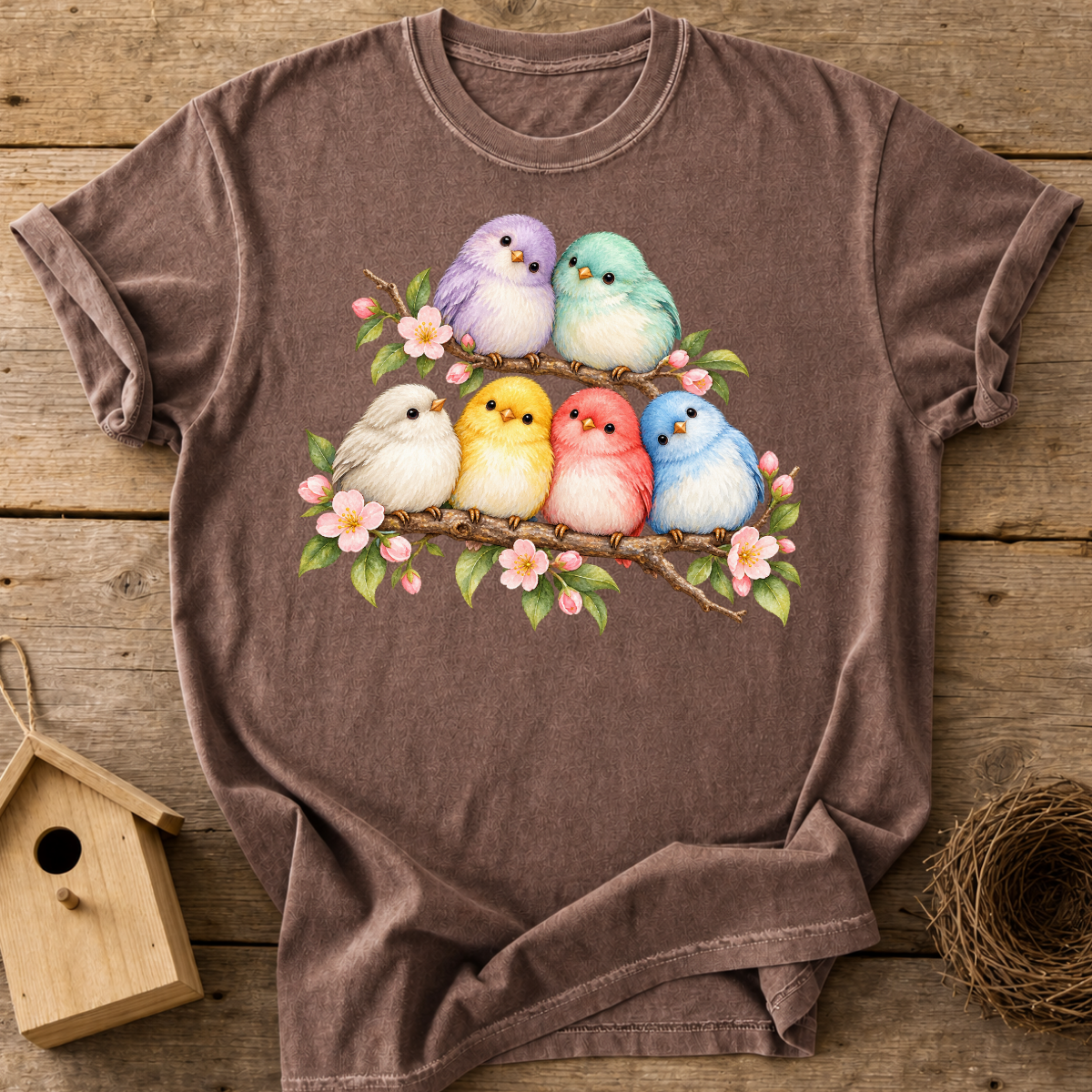 Pastel Blossom Birds T-Shirt