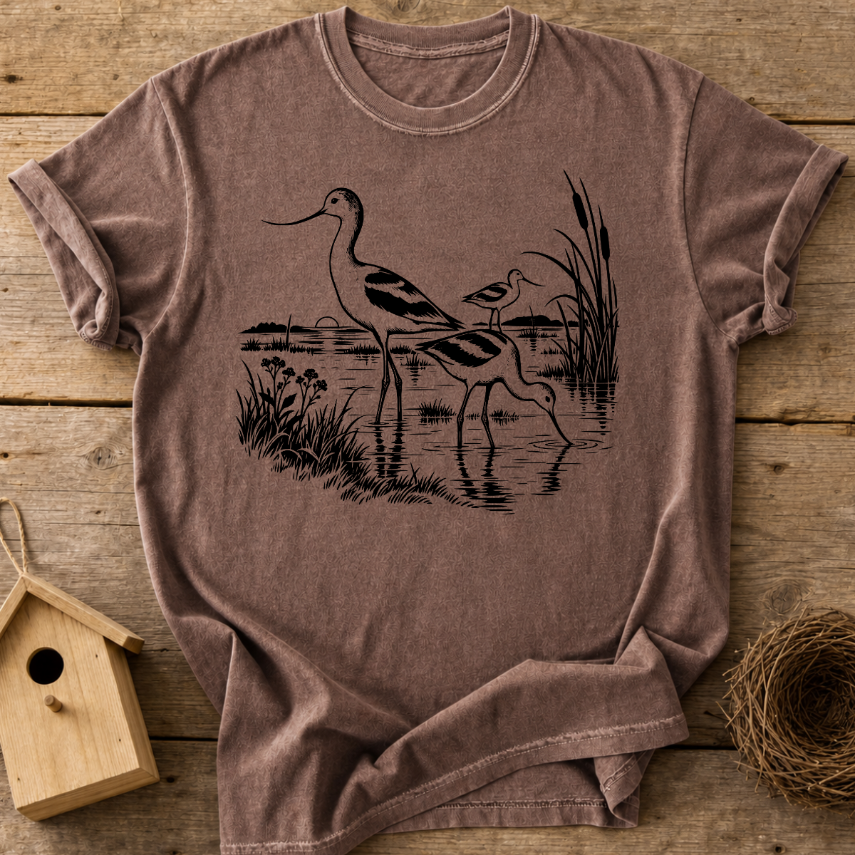 Avocet Marsh Reflection T-Shirt