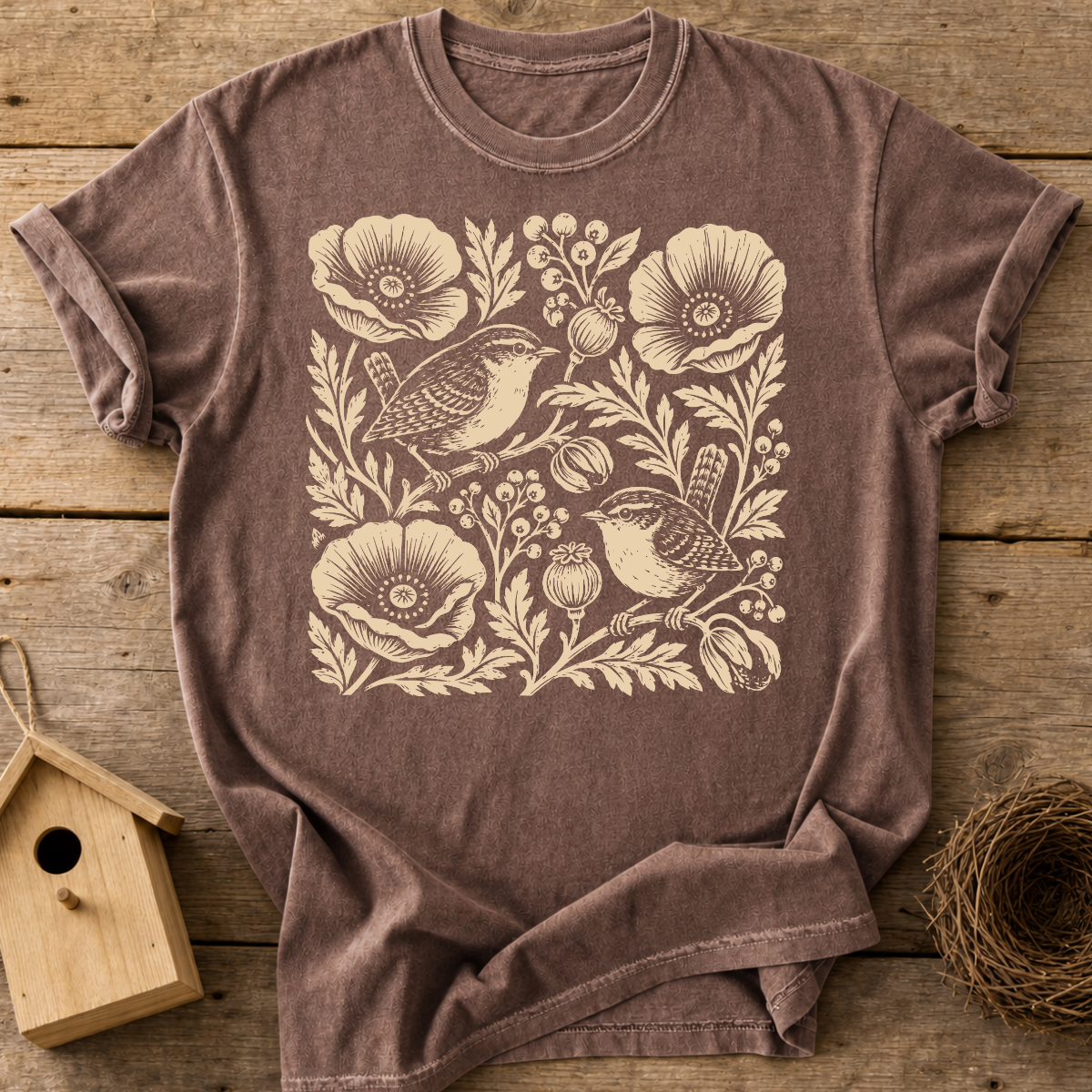 Wrens And Poppies T-Shirt