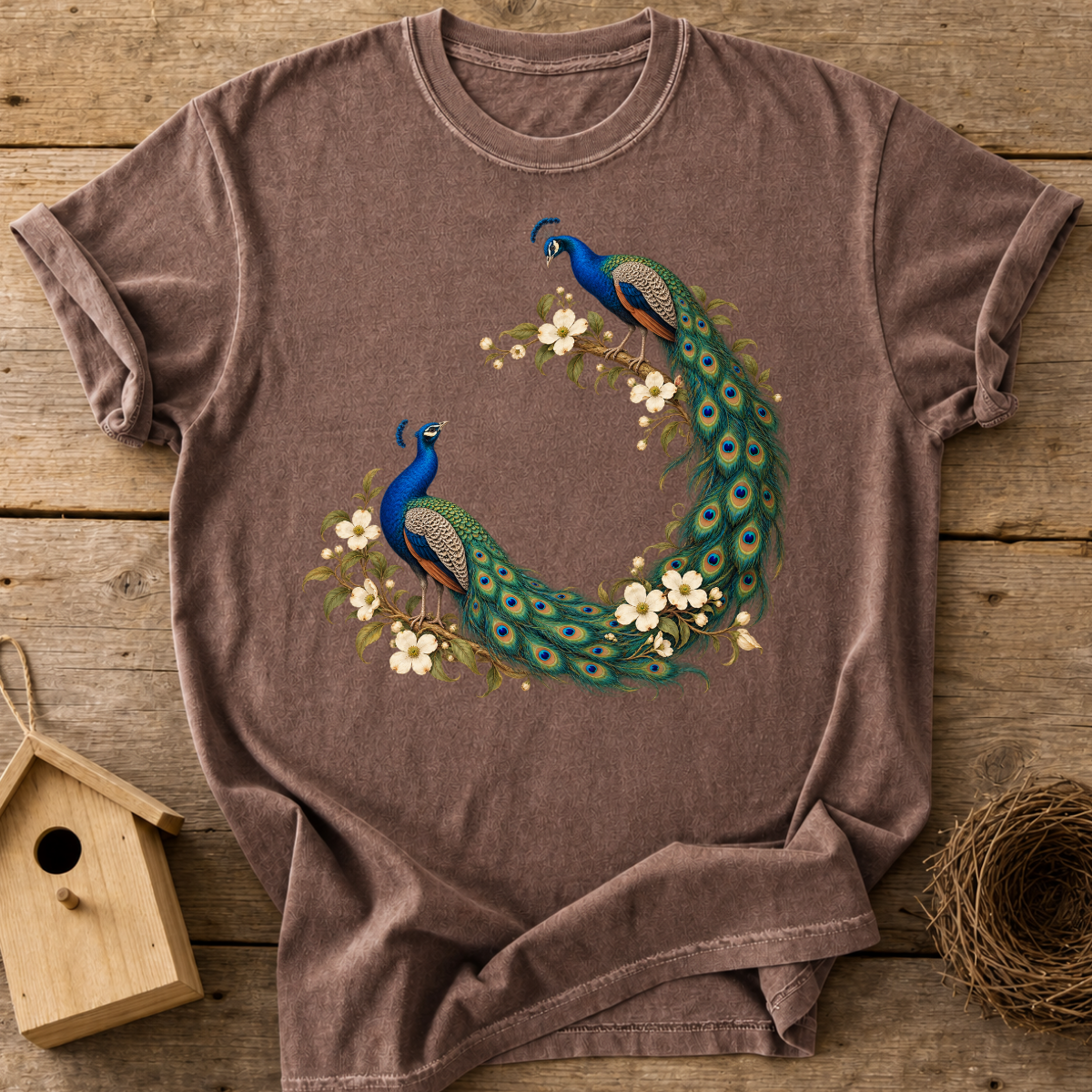 Floral Peacock Couple T-Shirt