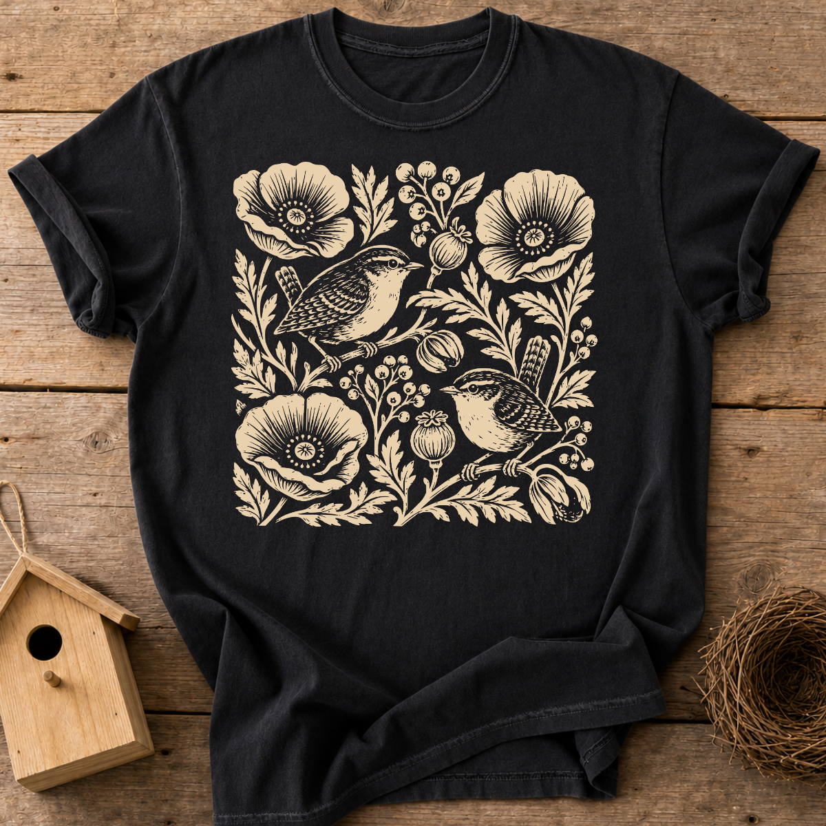 Wrens And Poppies T-Shirt