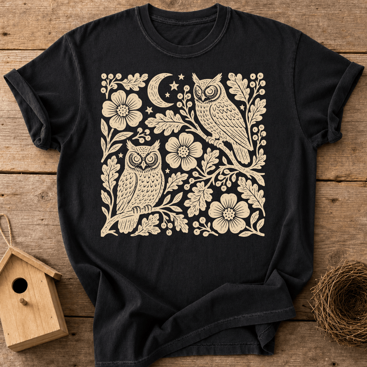 Night Owls Woodblock T-Shirt