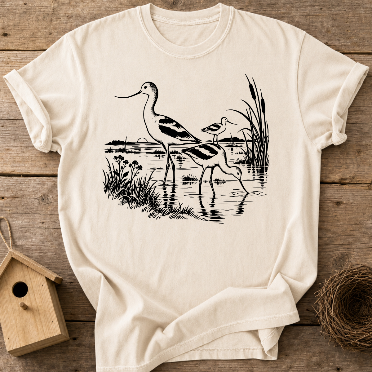 Avocet Marsh Reflection T-Shirt