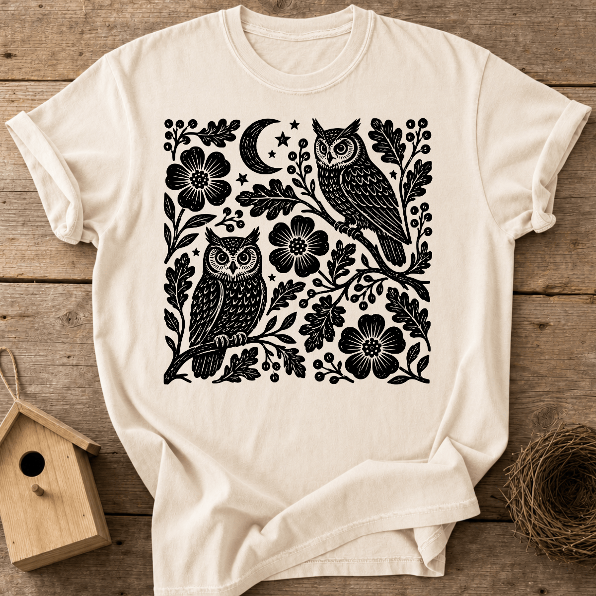 Night Owls Woodblock T-Shirt