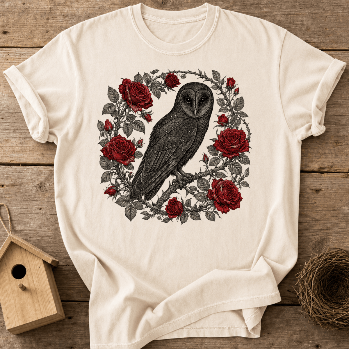 Barn Owl Roses T-Shirt
