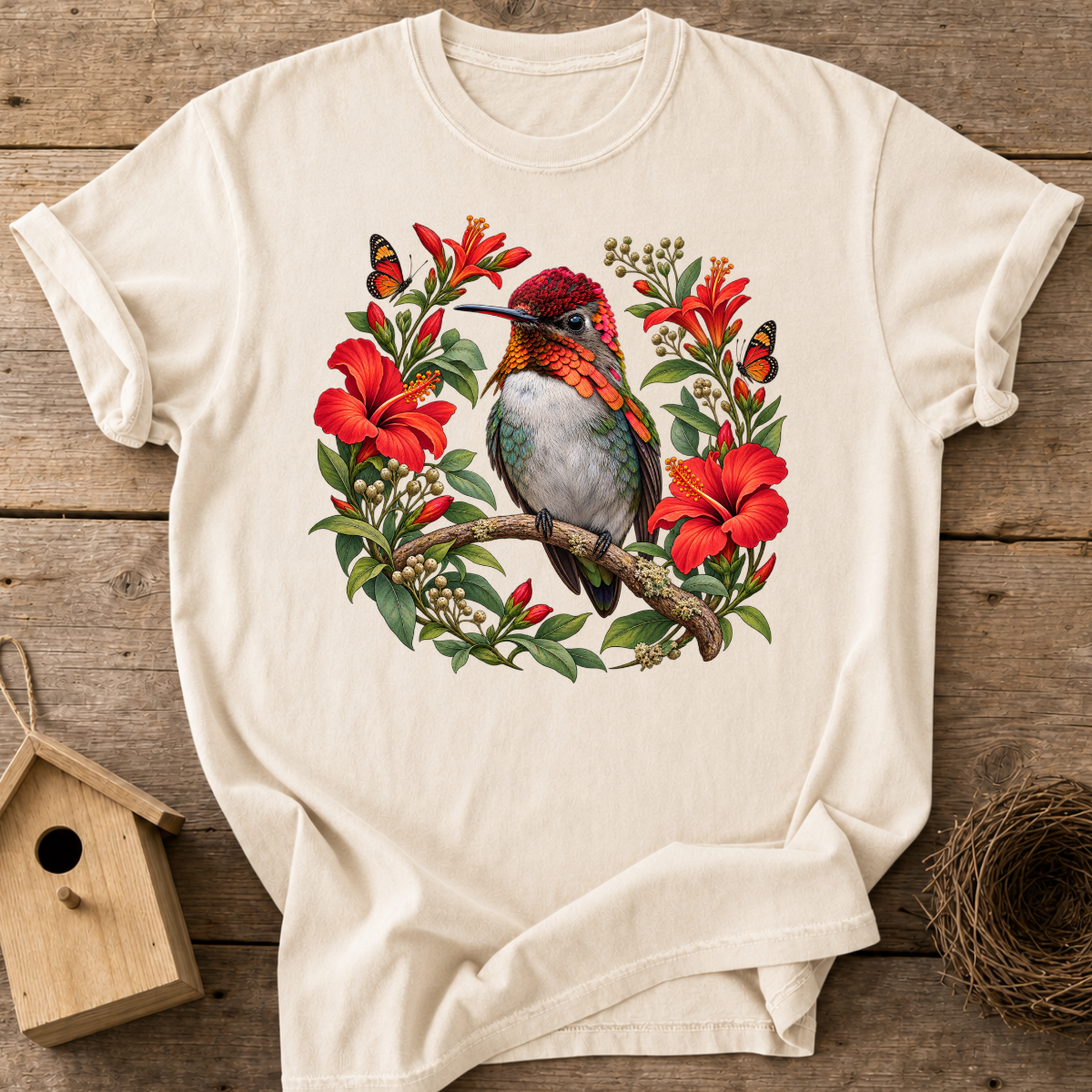 Bee Hummingbird Blooms T-Shirt