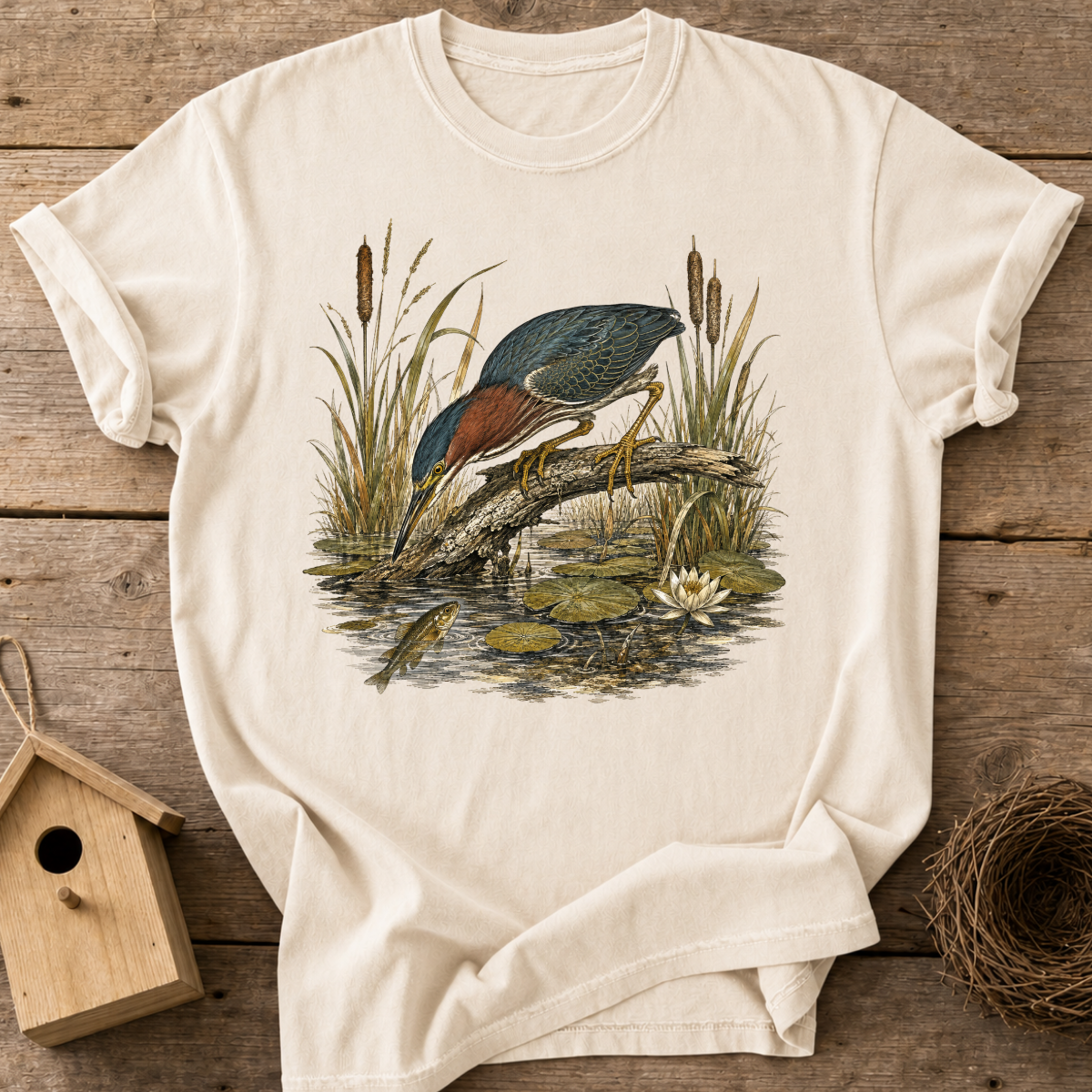 Green Heron Bird T-Shirt
