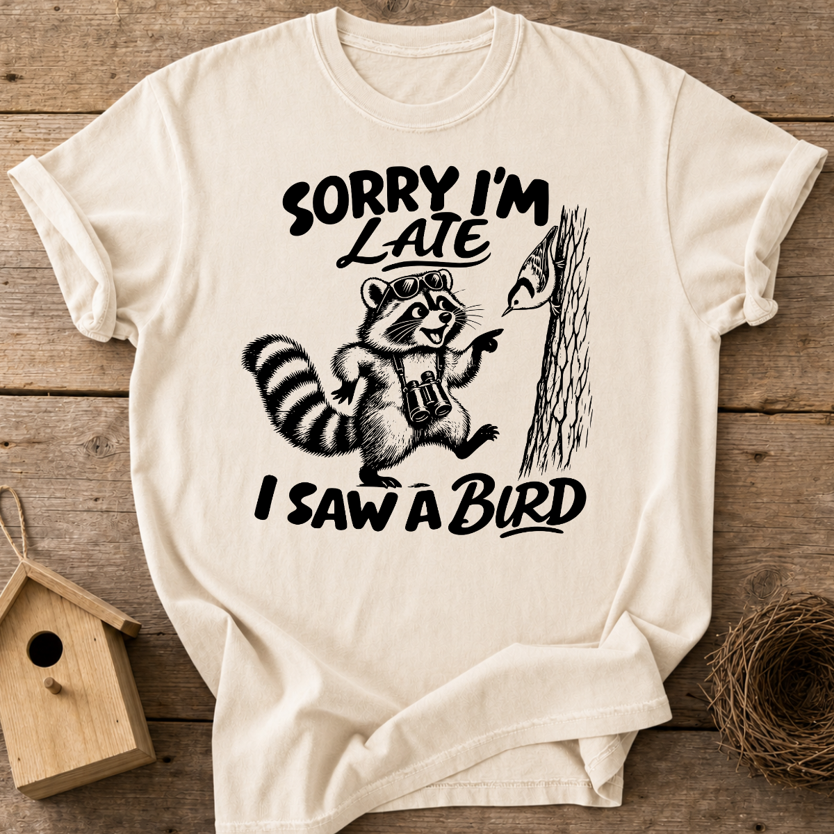 Distracted Raccoon Birder T-Shirt