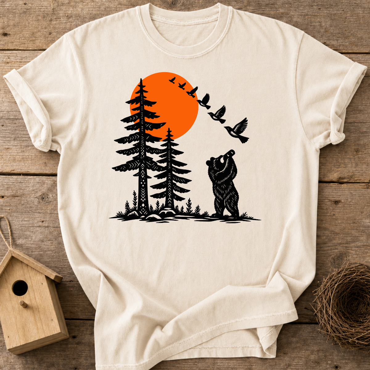 Birdwatching Bear T-Shirt