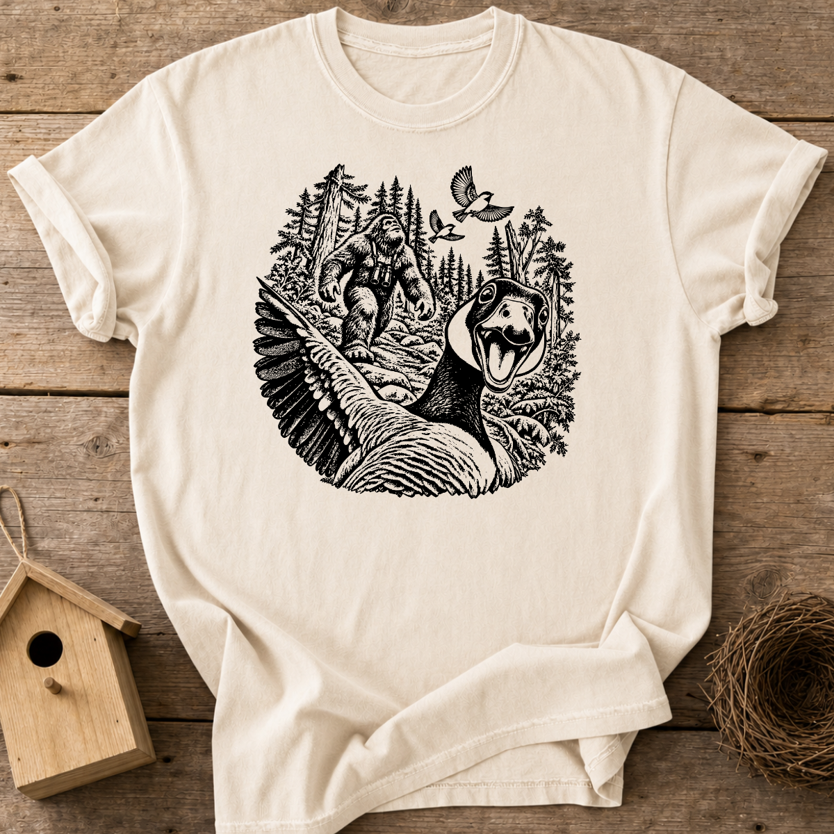 Goose Bigfoot Selfie T-Shirt