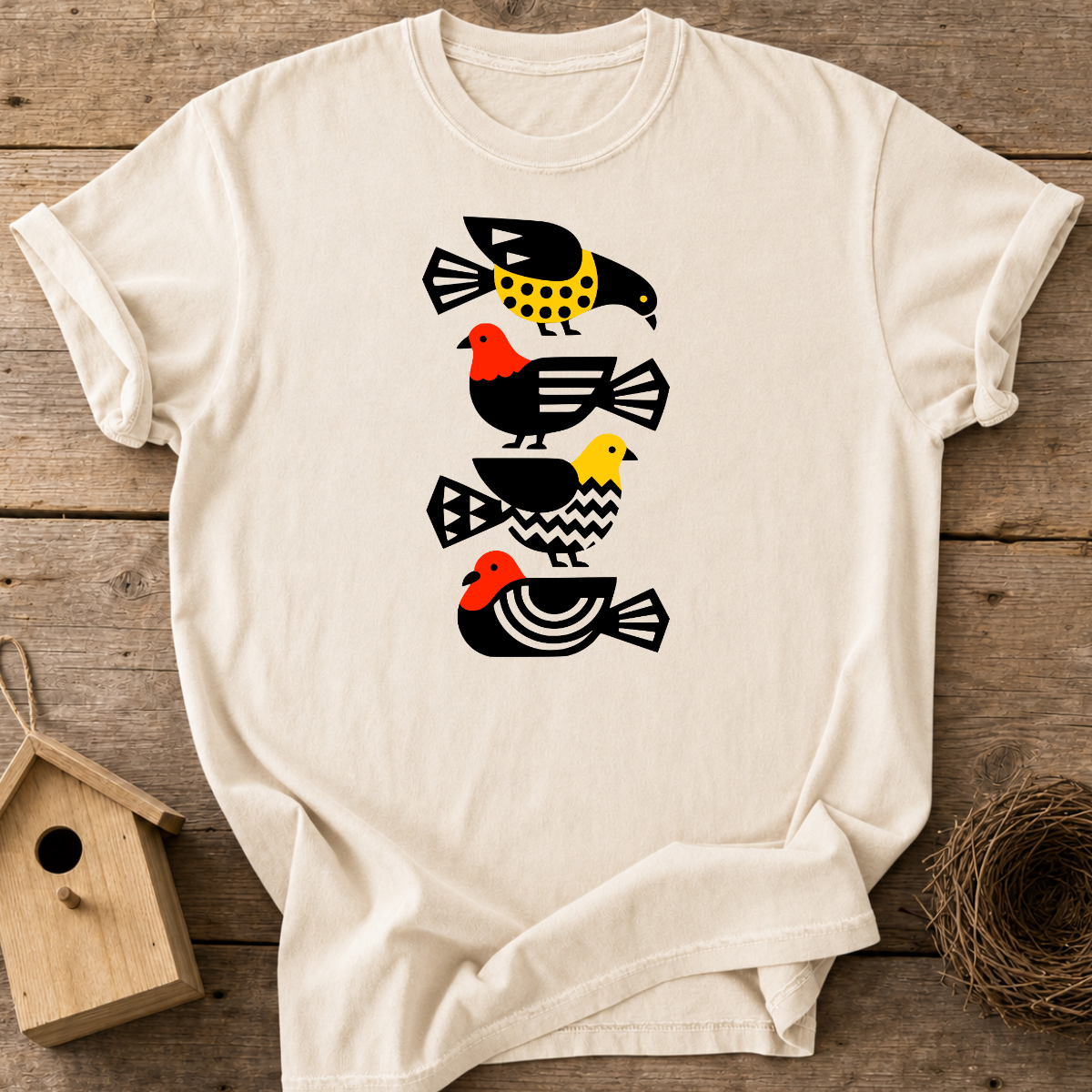 Folk Art Pigeons T-Shirt