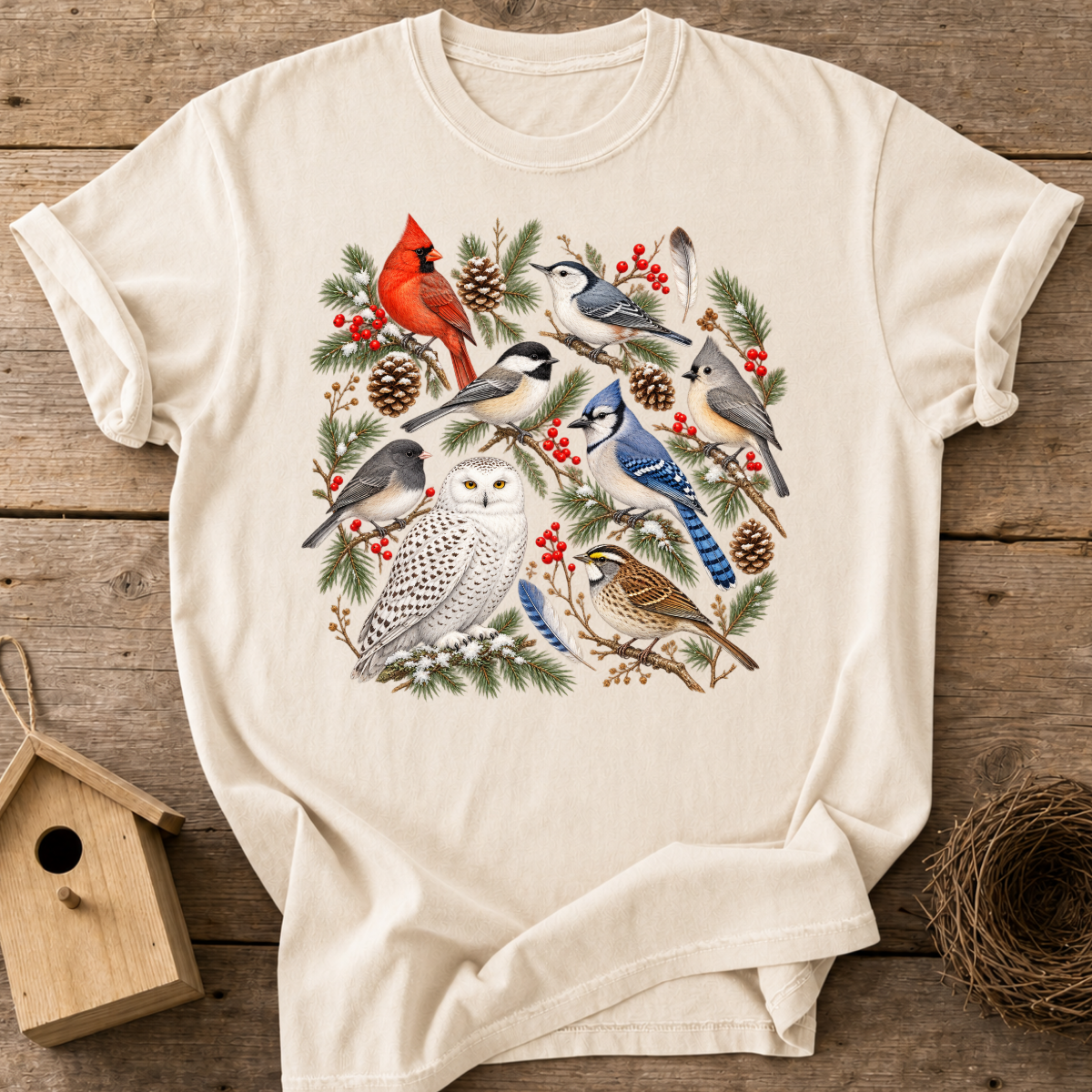 Winter Woodland Birds T-Shirt