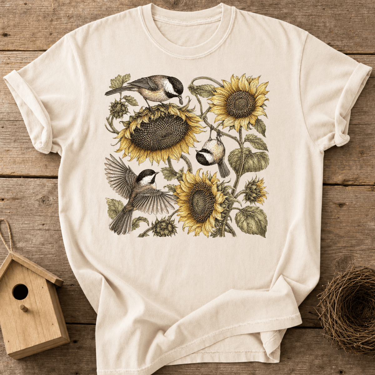 Chickadees & Sunflowers T-Shirt
