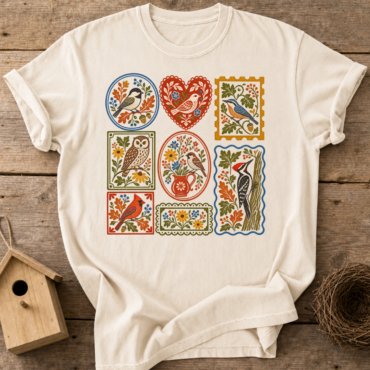 Folk Art Birds T-Shirt