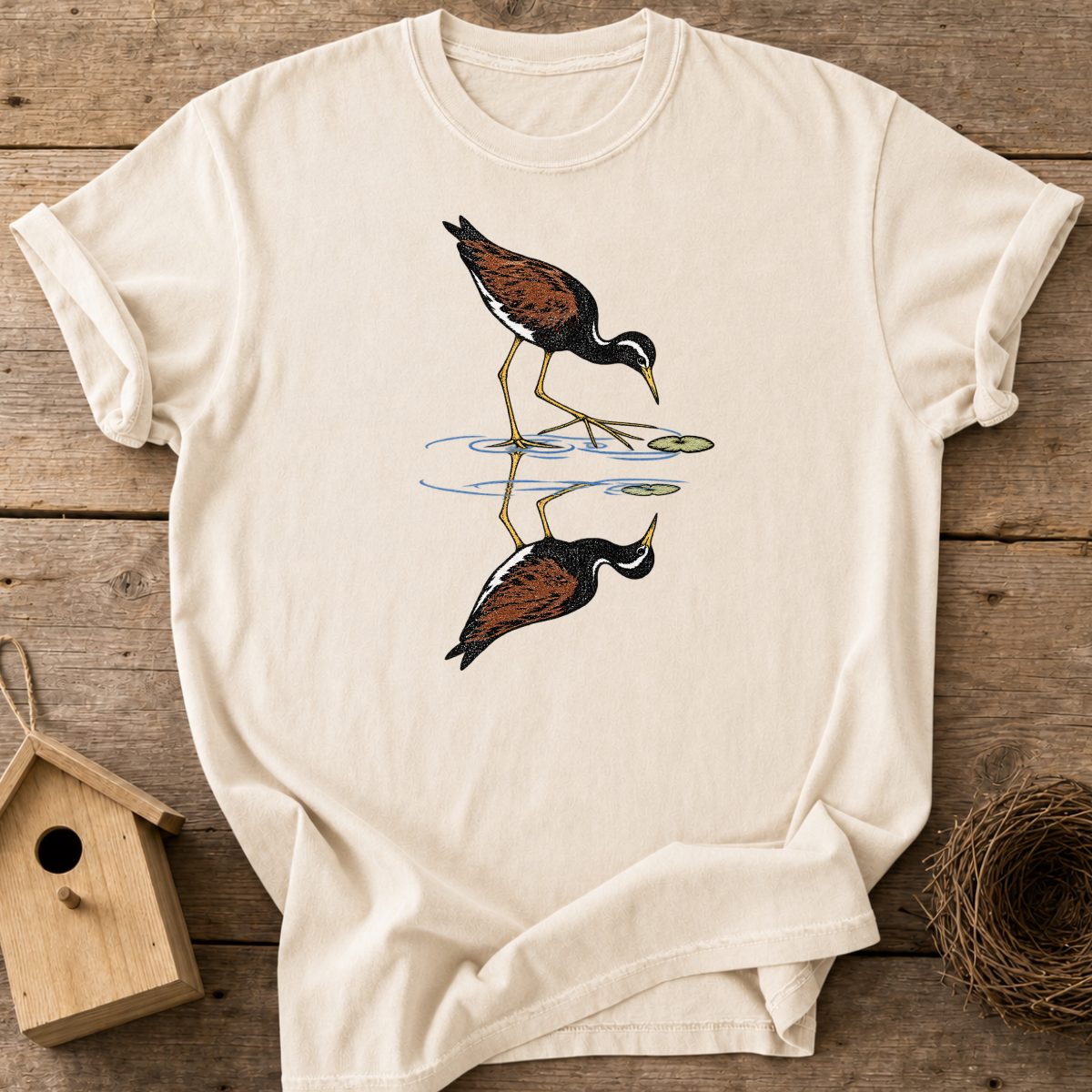 Wetland Bird Reflection T-Shirt