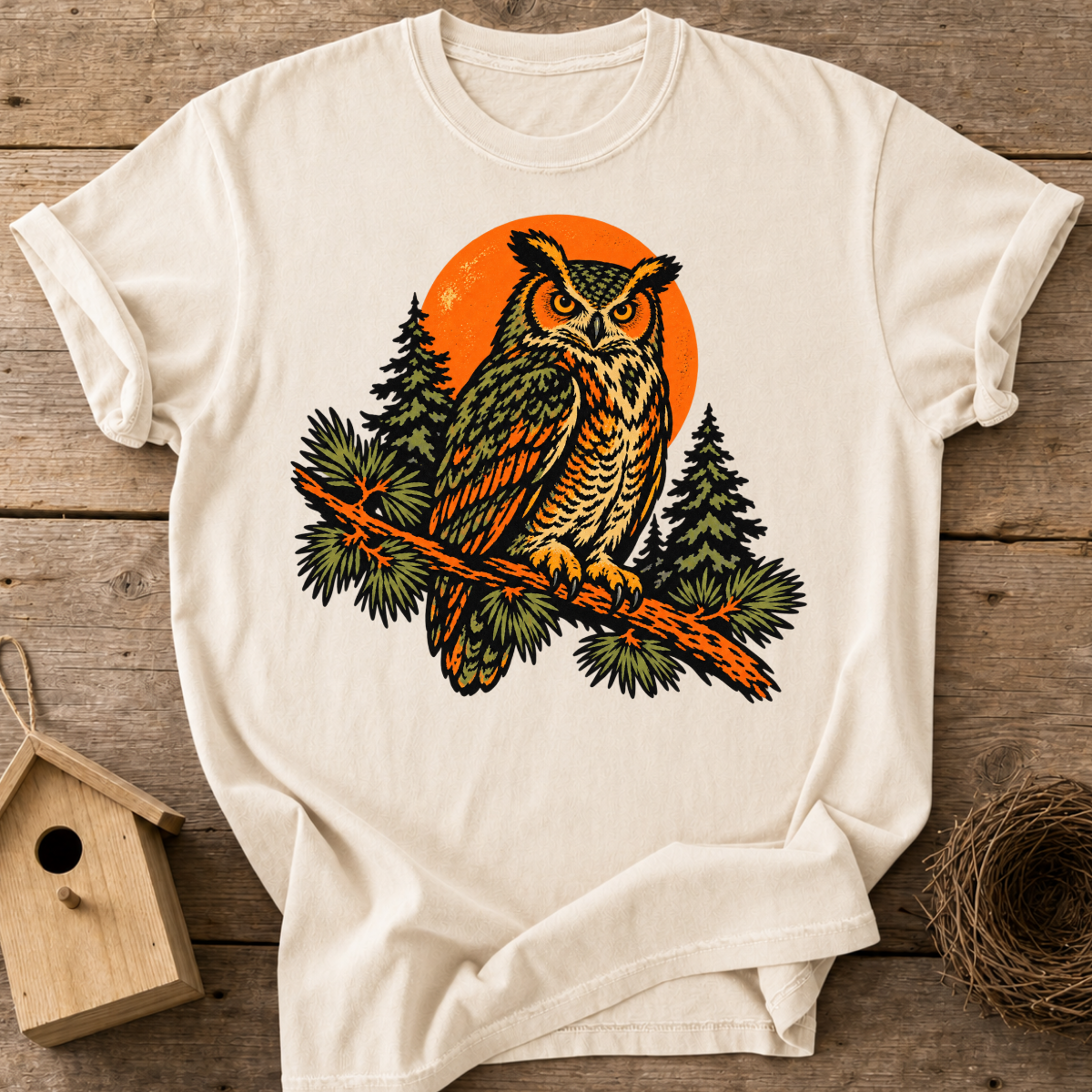 Woodland Sunset Owl T-Shirt