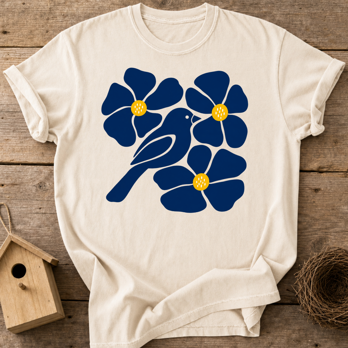 Folk Floral Bird T-Shirt