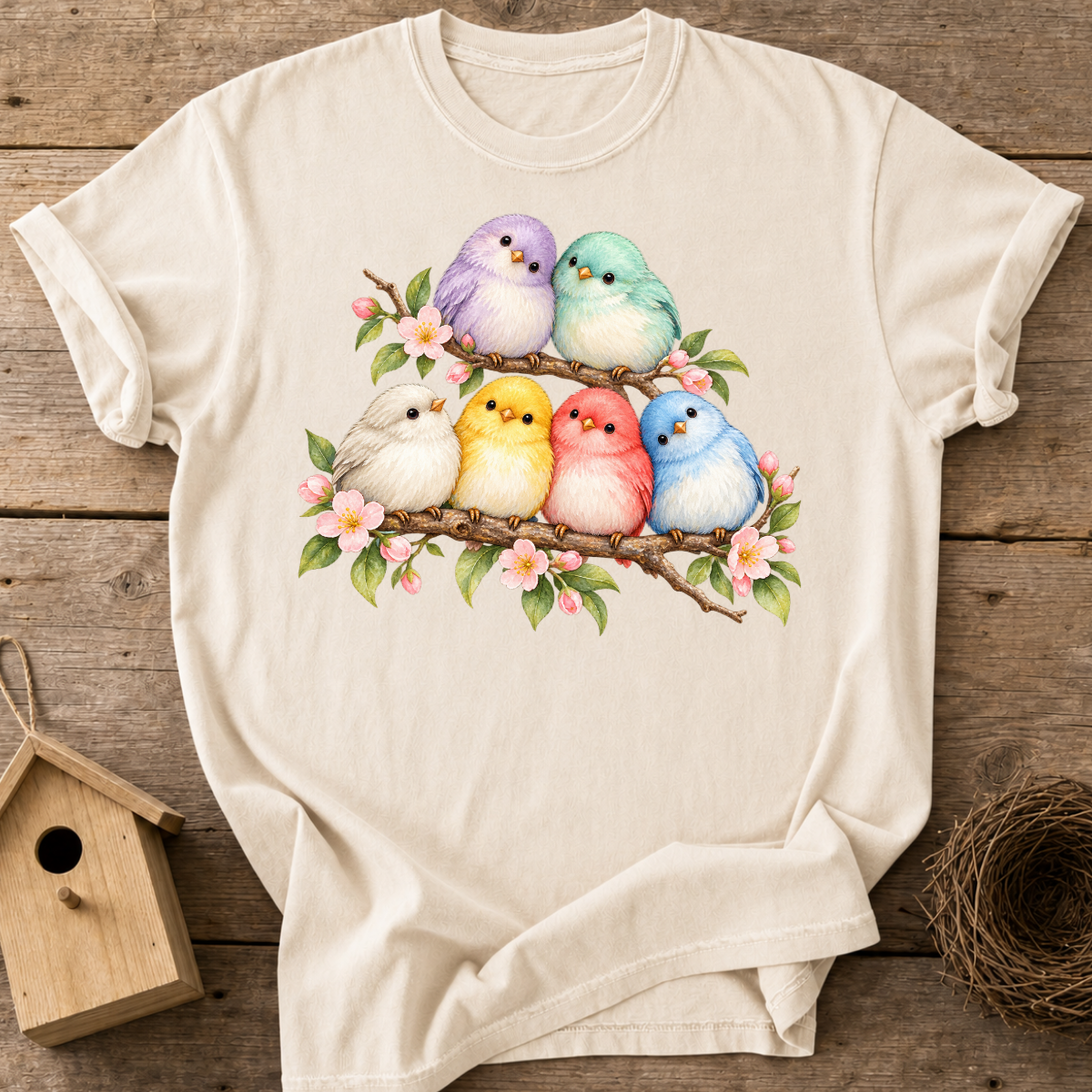 Pastel Blossom Birds T-Shirt