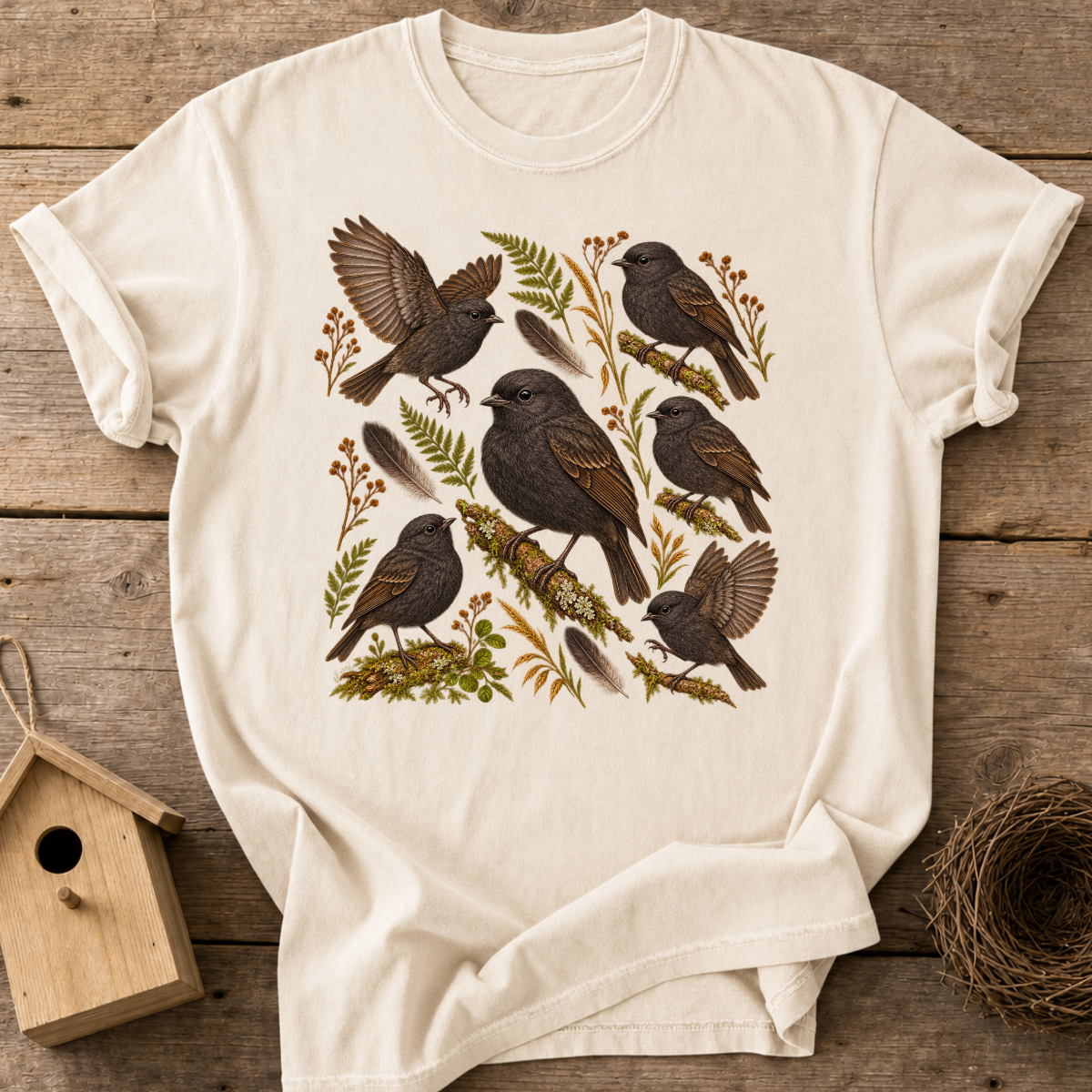 Black Robin Flock T-Shirt