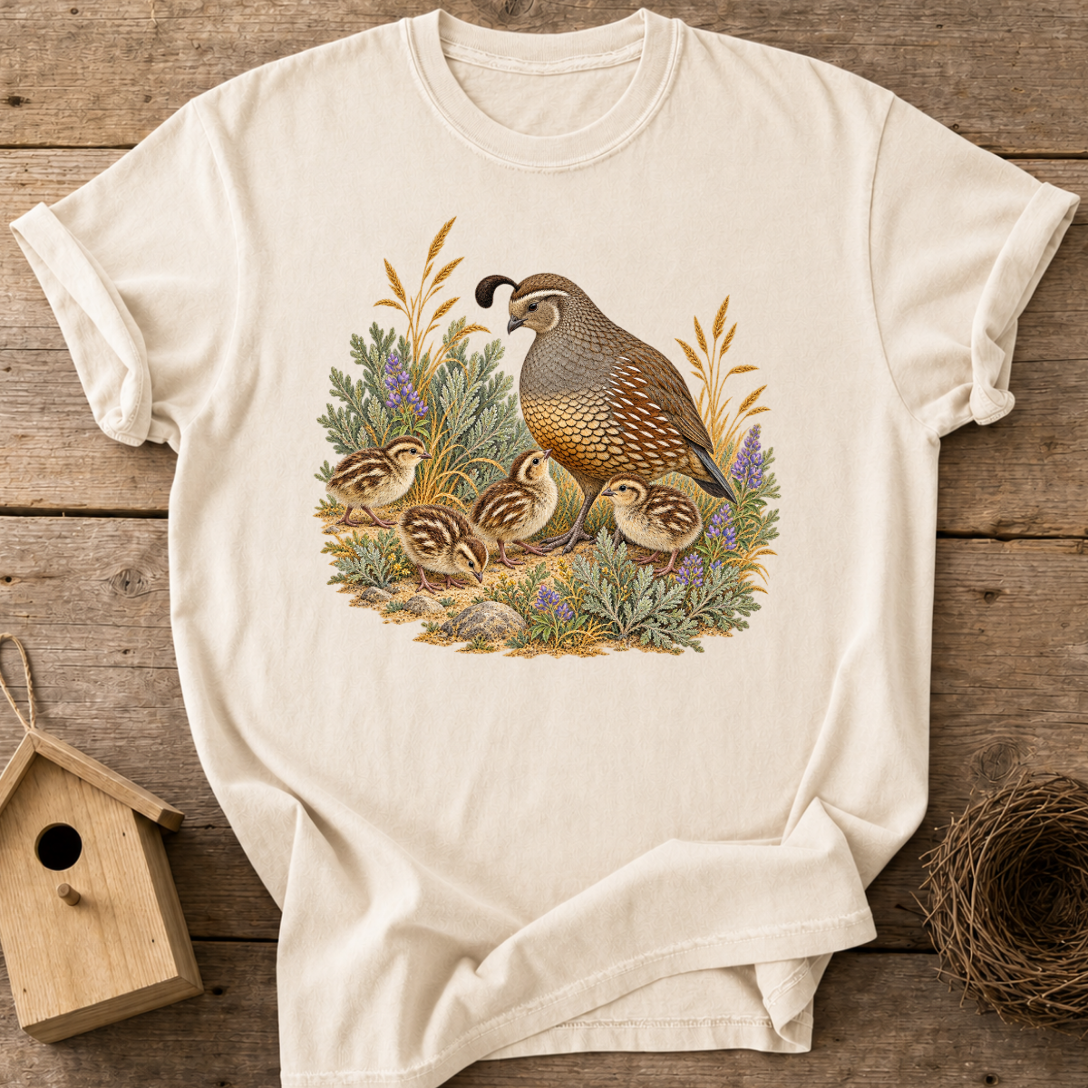 Quail Family Meadow T-Shirt