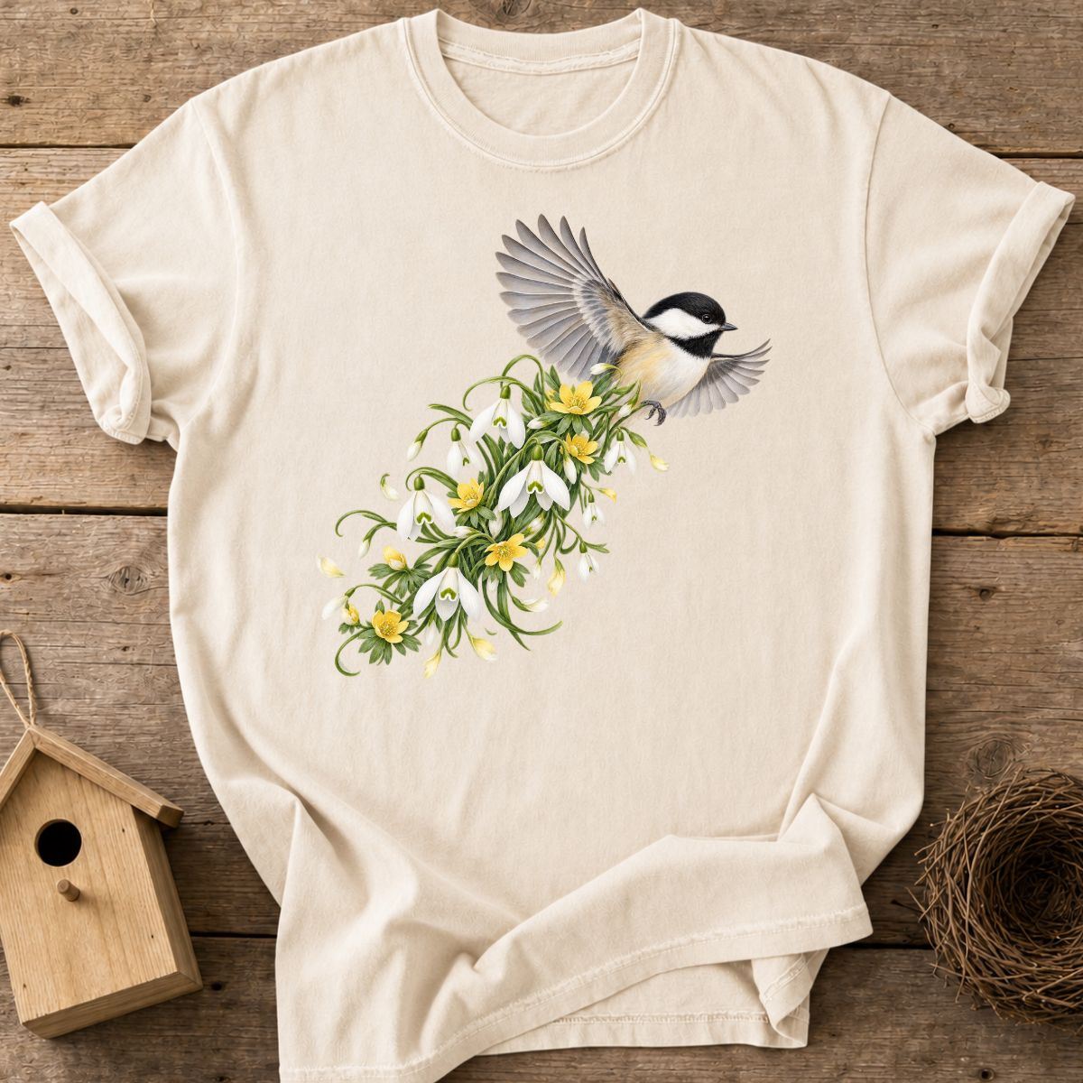 Chickadee Floral Flight T-Shirt