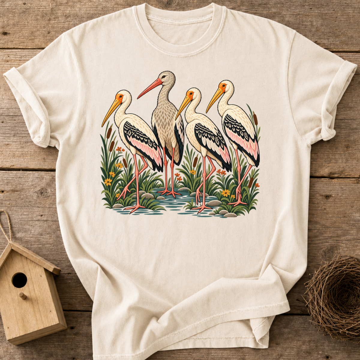Stork Wetland Gathering T-Shirt