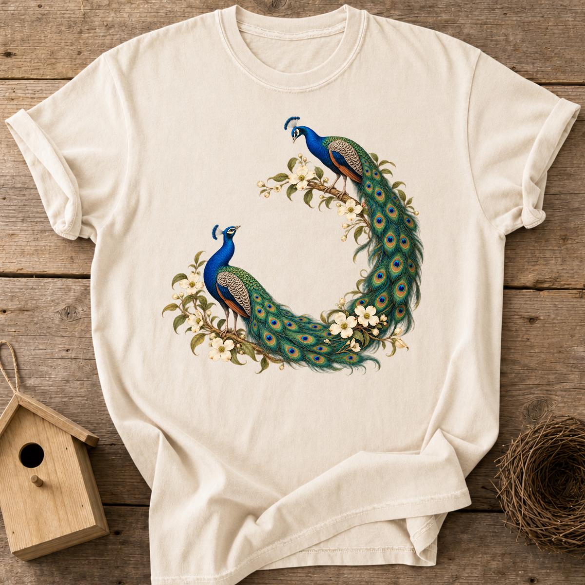 Floral Peacock Couple T-Shirt