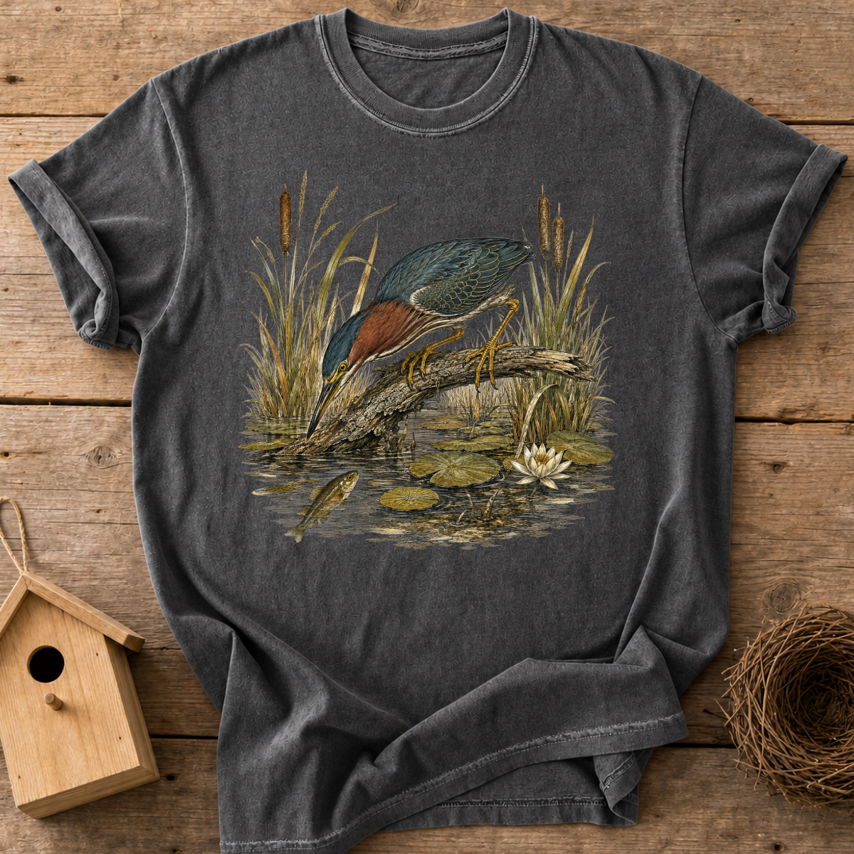 Green Heron Bird T-Shirt
