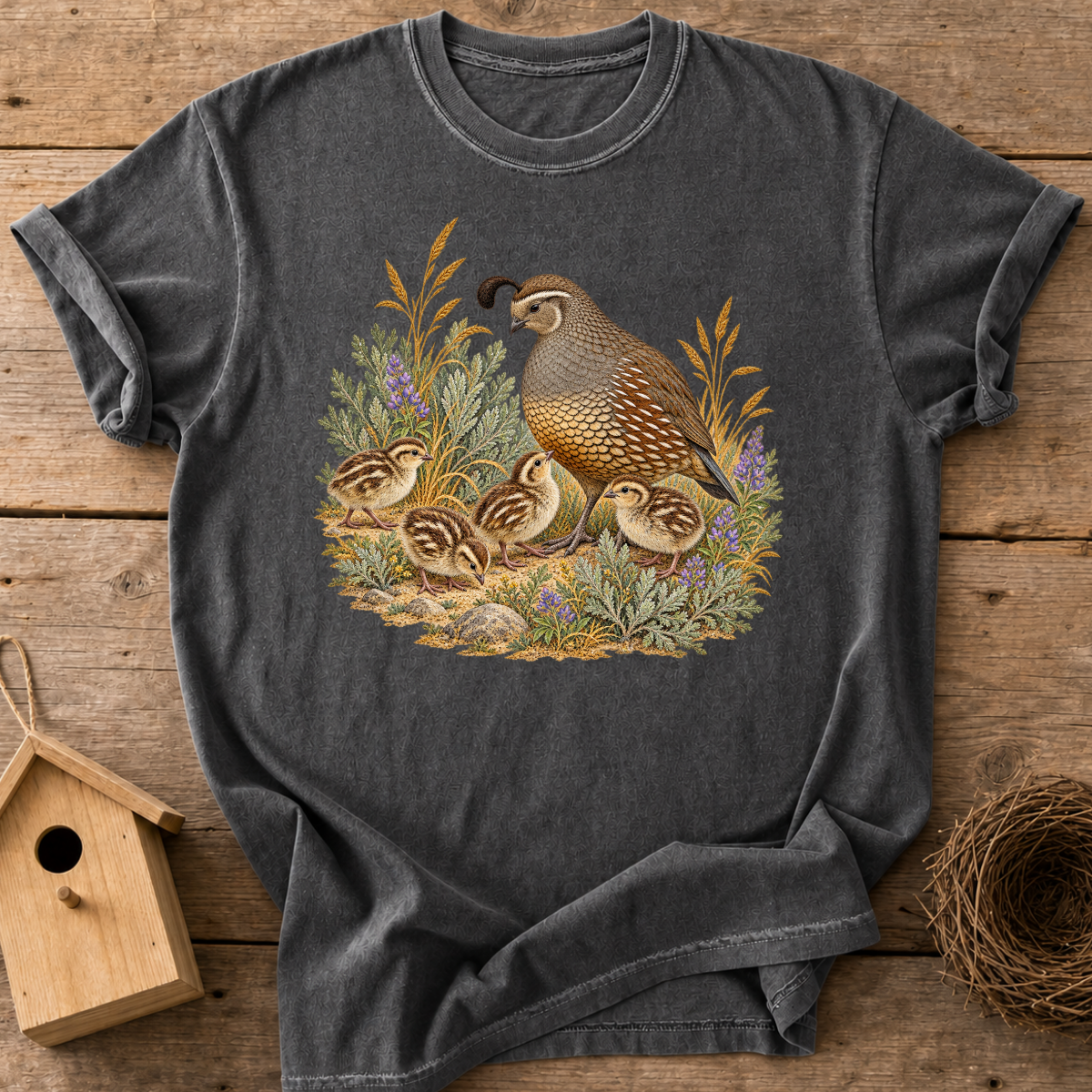 Quail Family Meadow T-Shirt