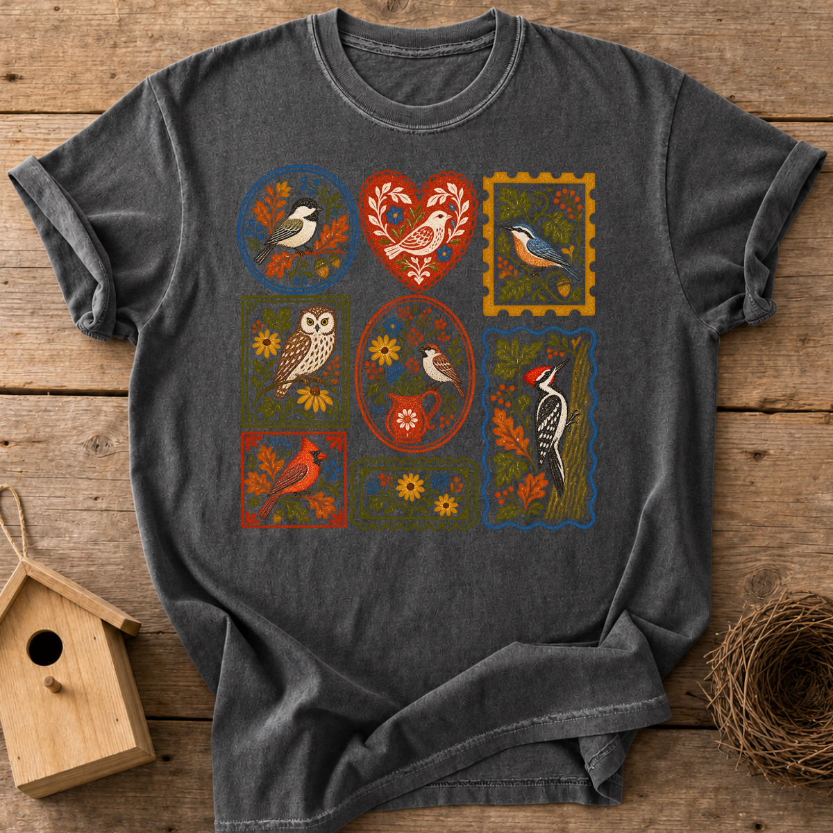 Folk Art Birds T-Shirt