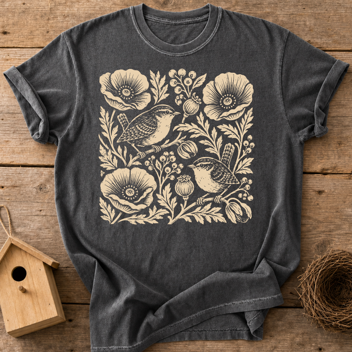 Wrens And Poppies T-Shirt