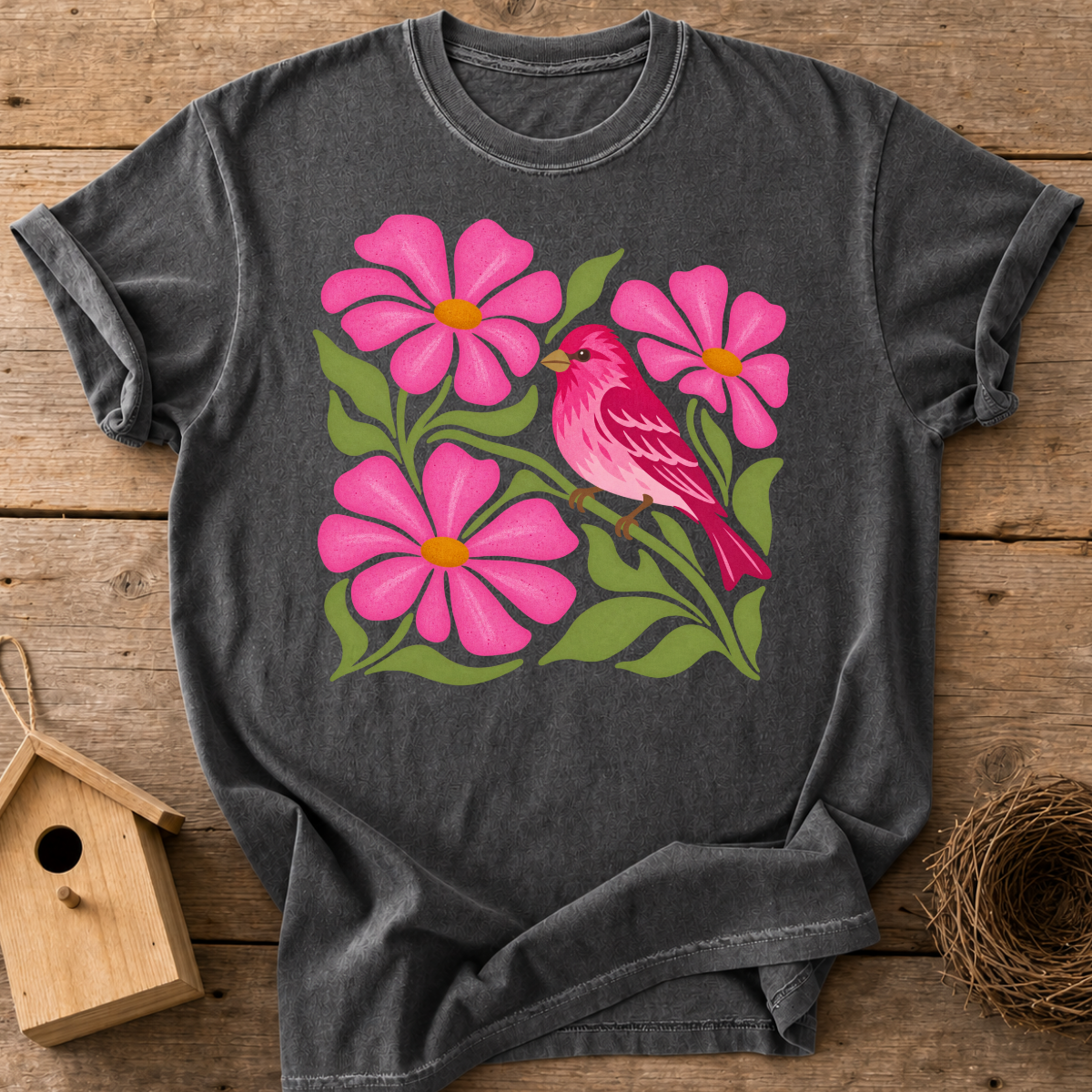 Pink Songbird Garden T-Shirt