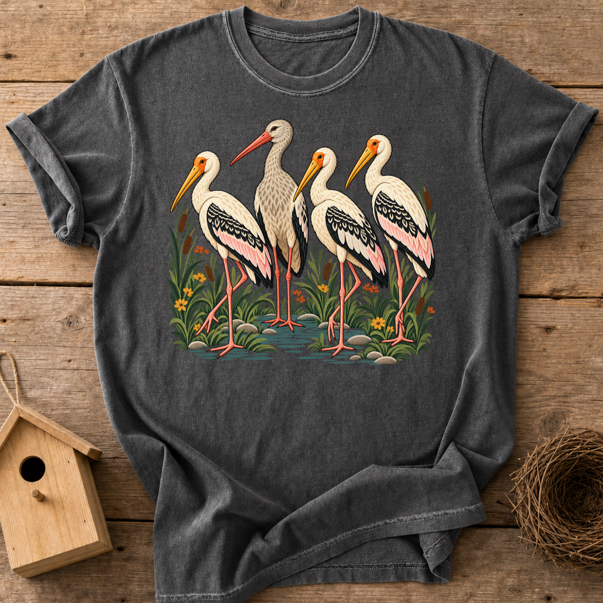Stork Wetland Gathering T-Shirt