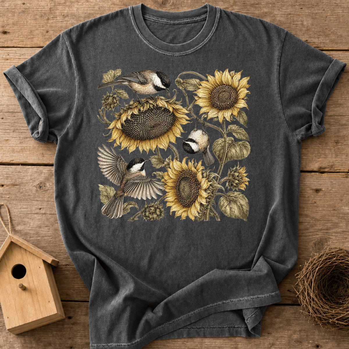 Chickadees & Sunflowers T-Shirt
